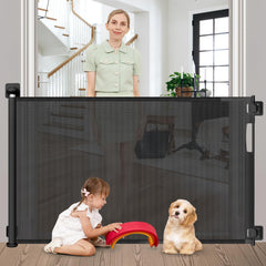 Borthmiu no-drill retractable baby gate setup protects walls during quick installation.