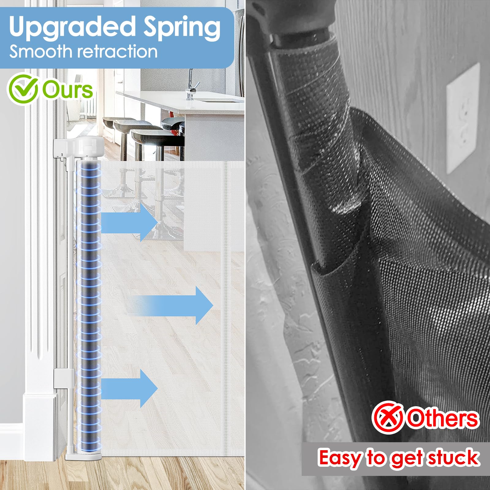 Borthmiu no-tripping-design highlights compact, roll-up mesh with no bottom bars.