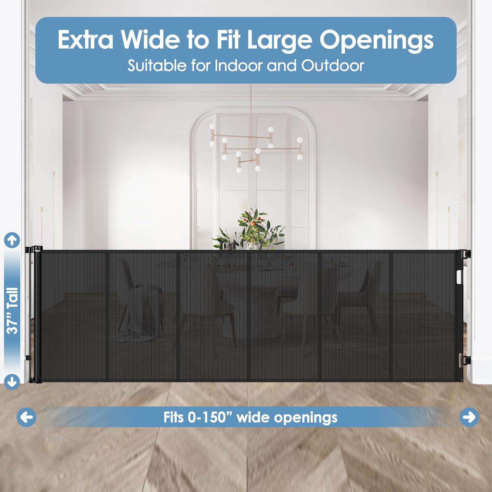Borthmiu outdoor-indoor gate shows sturdy rods for durable openings.