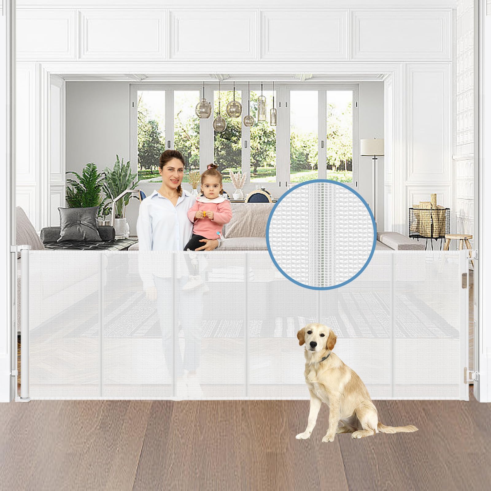 Borthmiu reinforced-75-wide-gate-mesh-extended for safe baby and pet play.