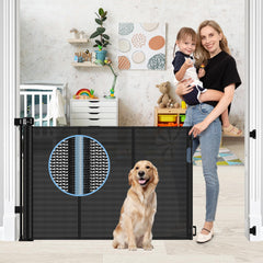 Borthmiu reinforced retractable baby gate extended to 55 inches for wide doorways