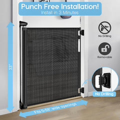 Borthmiu retractable baby gate extends from 0 to 59 inches for doorways.