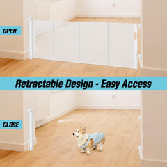 Gate extended to wide opening with floor hook for secure containment.