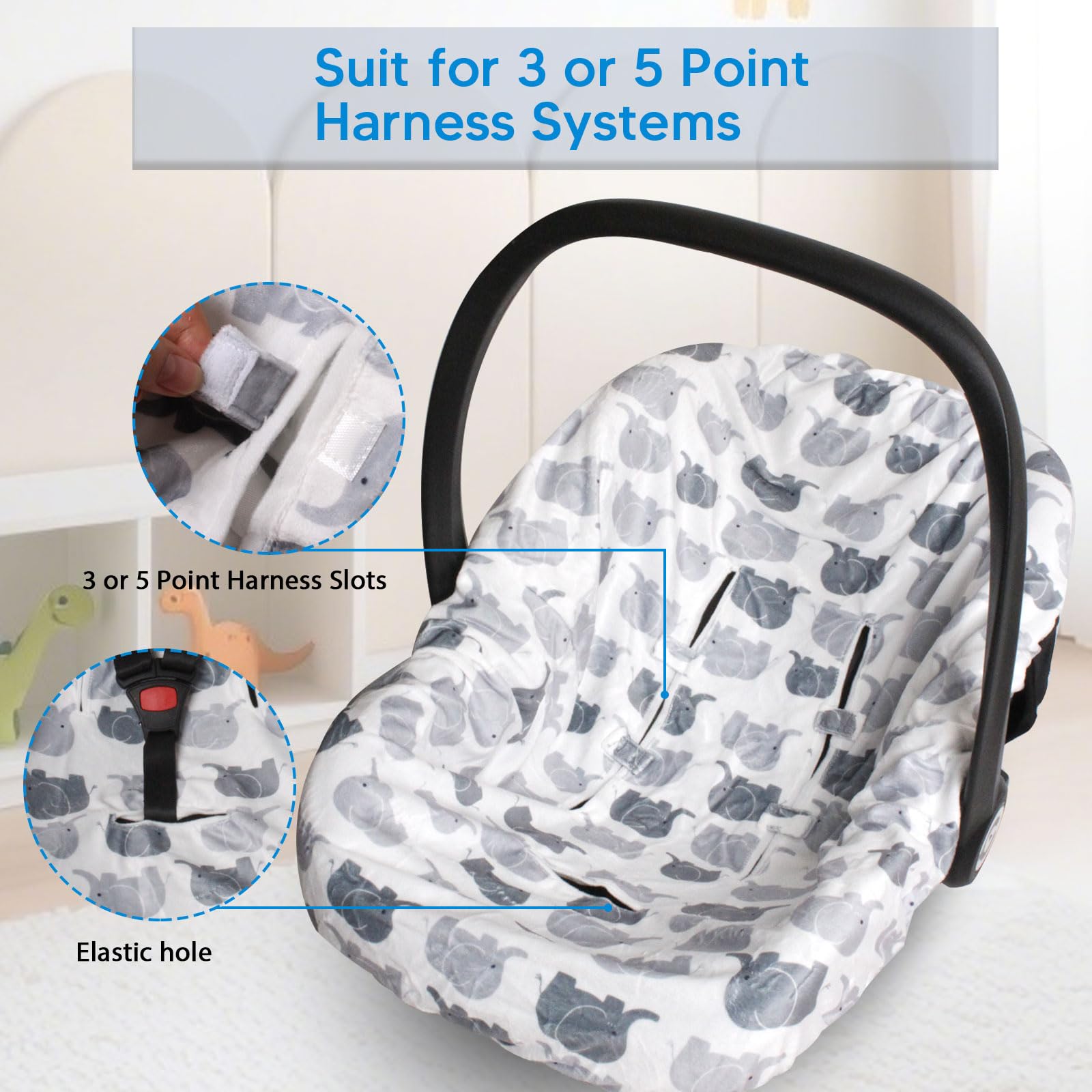 Boryokun car seat cover installation-elastic enables quick, tool-free fit.