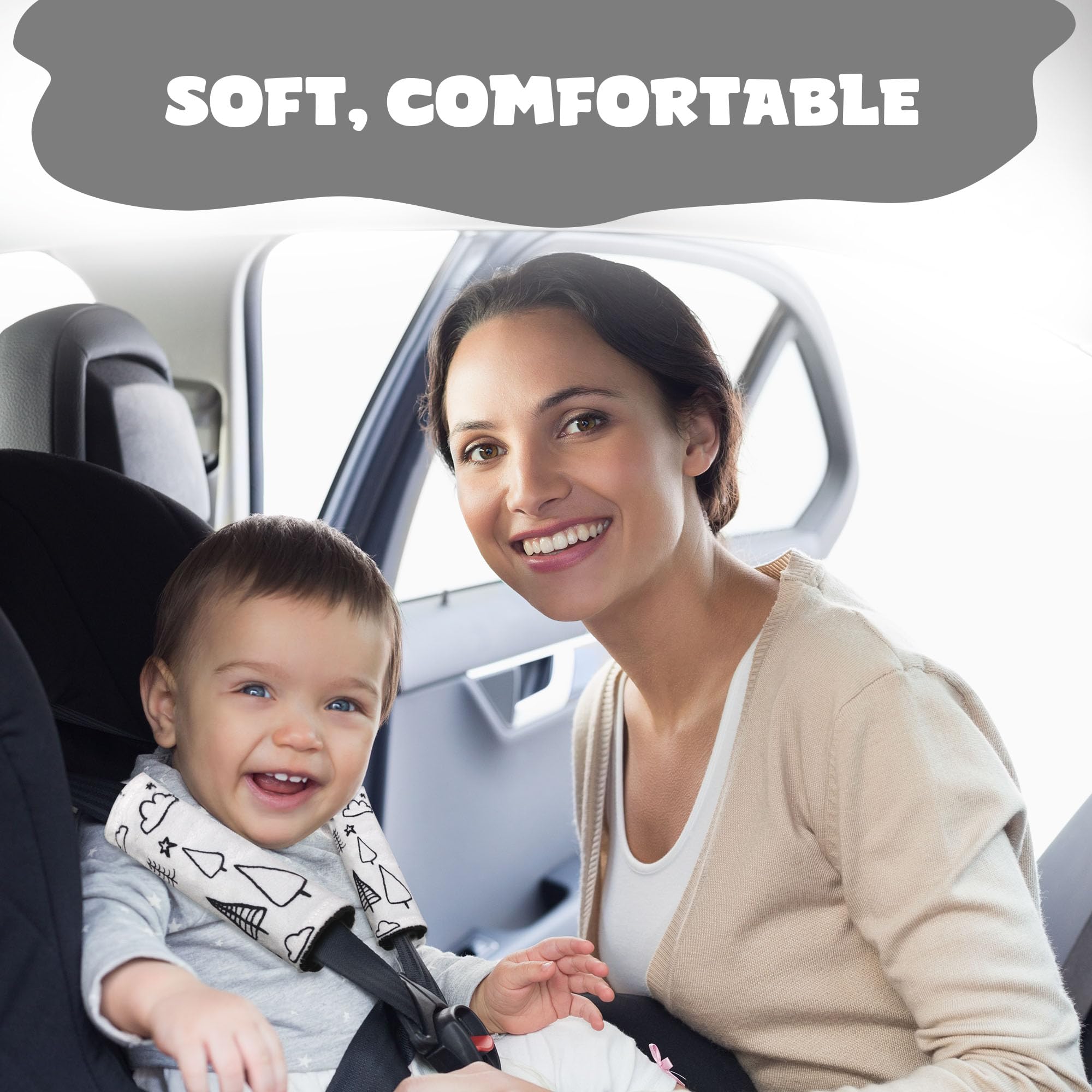 Boryokun universal-fit car seat strap cover for various gear