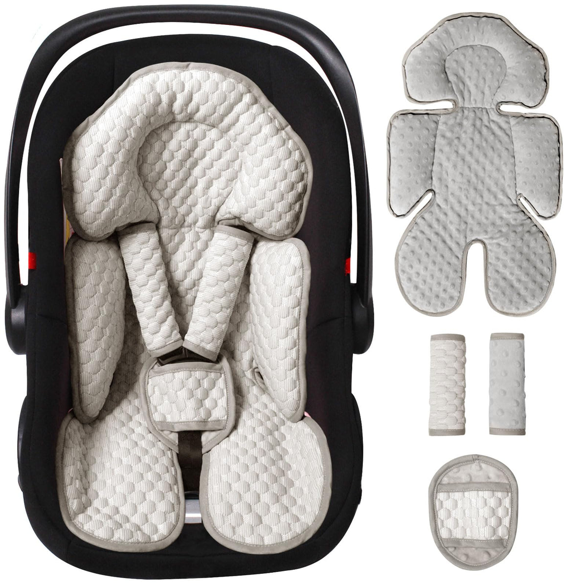 Boryokun 2-in-1 insert head-body support for infant car seats improves on-the-go comfort.