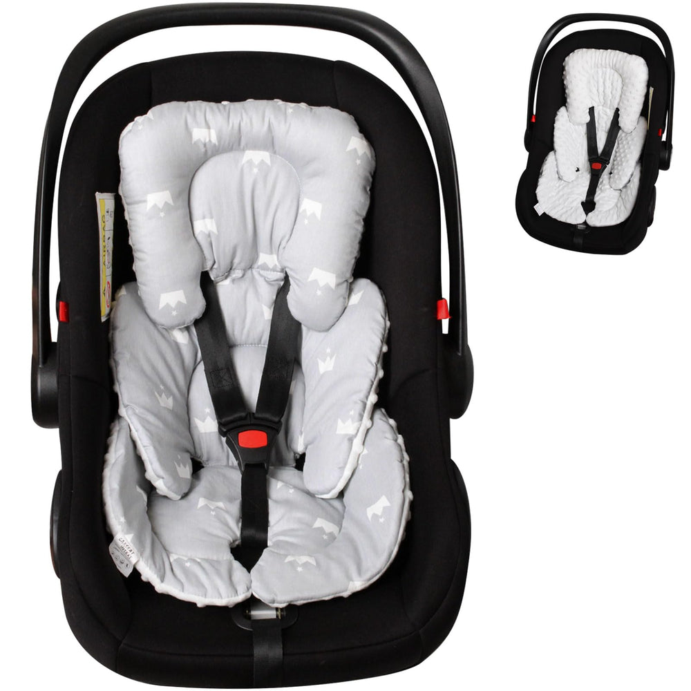 Boryokun Infant Carseat Insert front view shows dual-sided comfort for newborn car journeys.