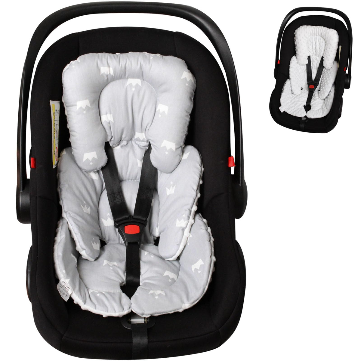 Boryokun Infant Carseat Insert front view shows dual-sided comfort for newborn car journeys.
