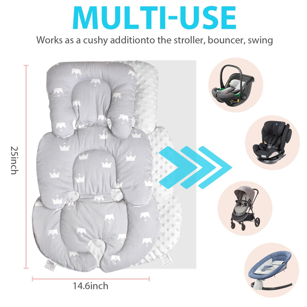 Boryokun Infant Carseat Insert universal fit demonstrates compatibility with 3- and 5-point harnesses.