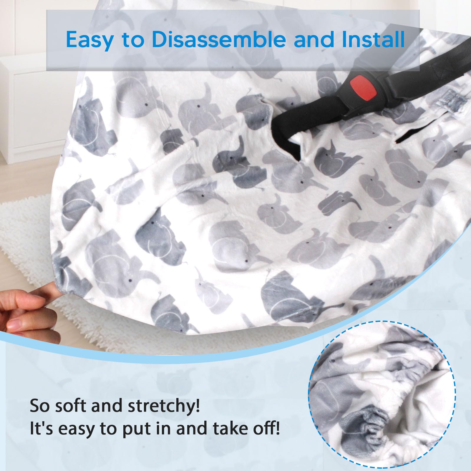 Boryokun universal-fit baby seat cover fits multiple seat types for versatility.
