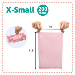 Dispensed BOS bags ready to use for quick knot-sealed diaper disposal