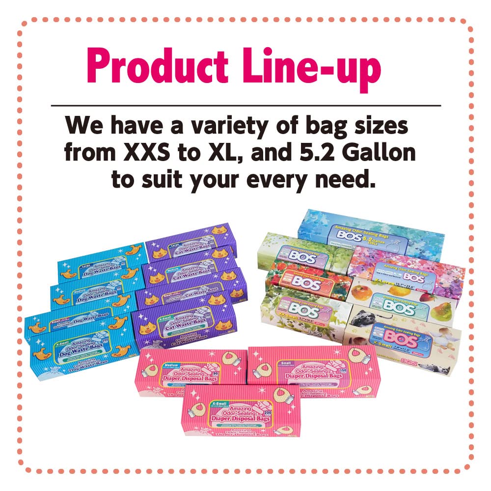 BOS 7.8x11.8 inch bags in pink for tasks.
