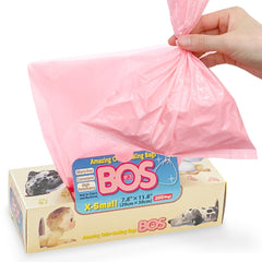 BOS Amazing Odor-Sealing Bags pink compact box enables easy dispensing.