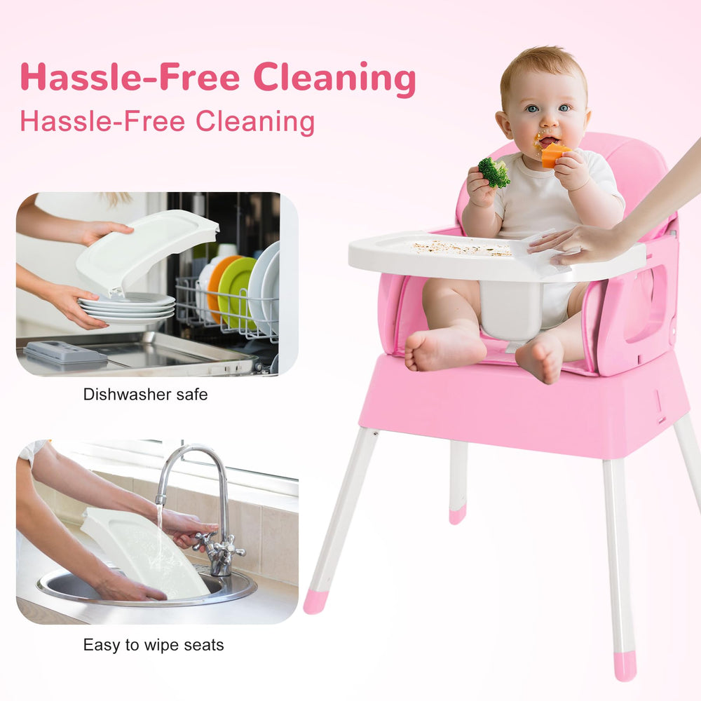 BOSEDSANG 4-in-1 high chair pink footrest adjustable for comfort