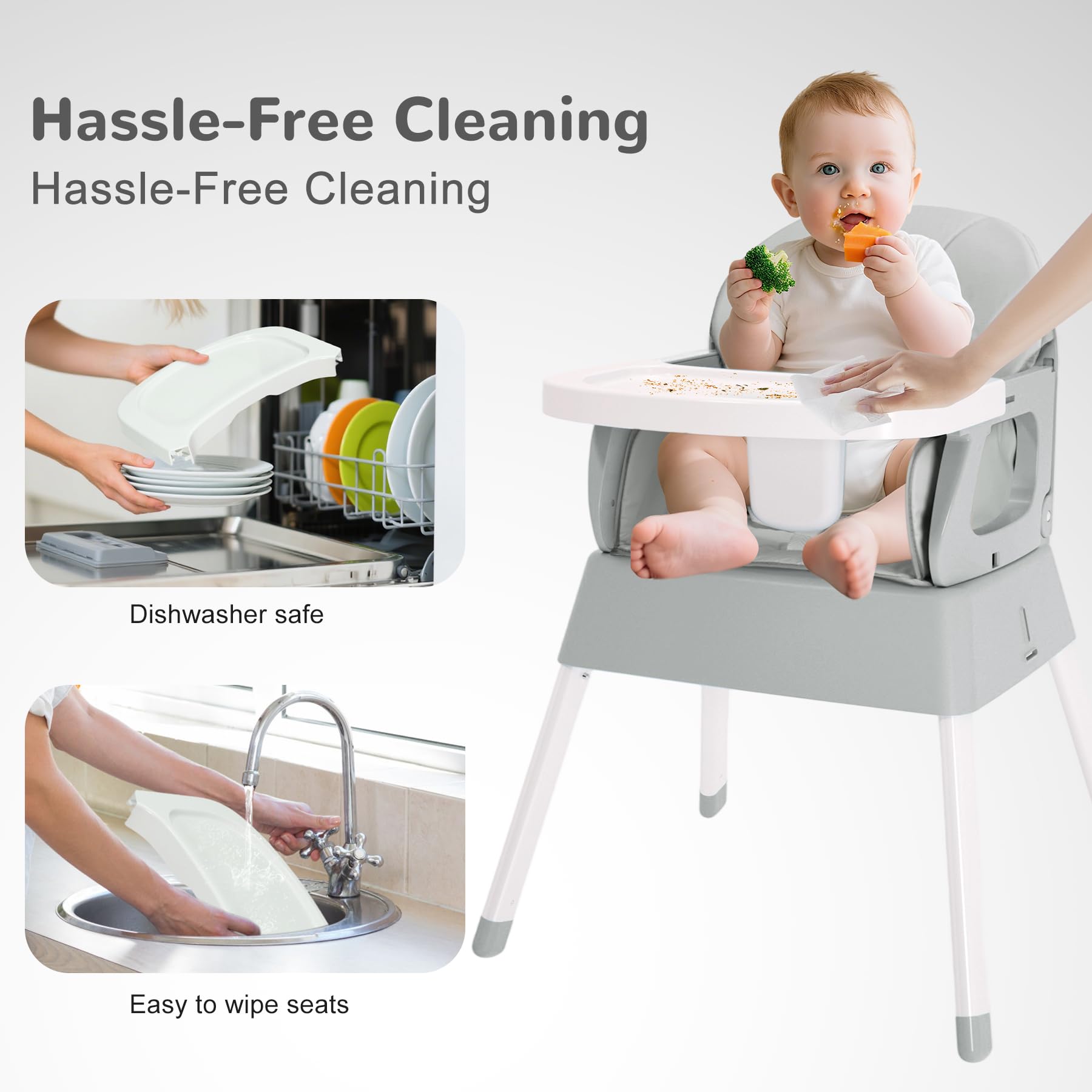 BOSEDSANG adjustable tray and footrest for growing comfort.