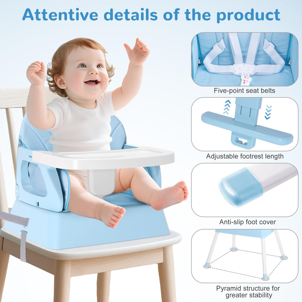 BOSEDSANG high chair blue adjustable tray for comfortable dining
