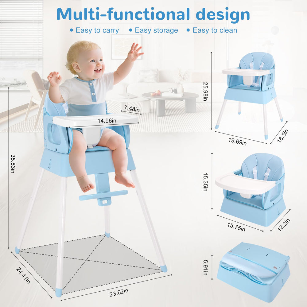 BOSEDSANG high chair blue compact storage fits inside box