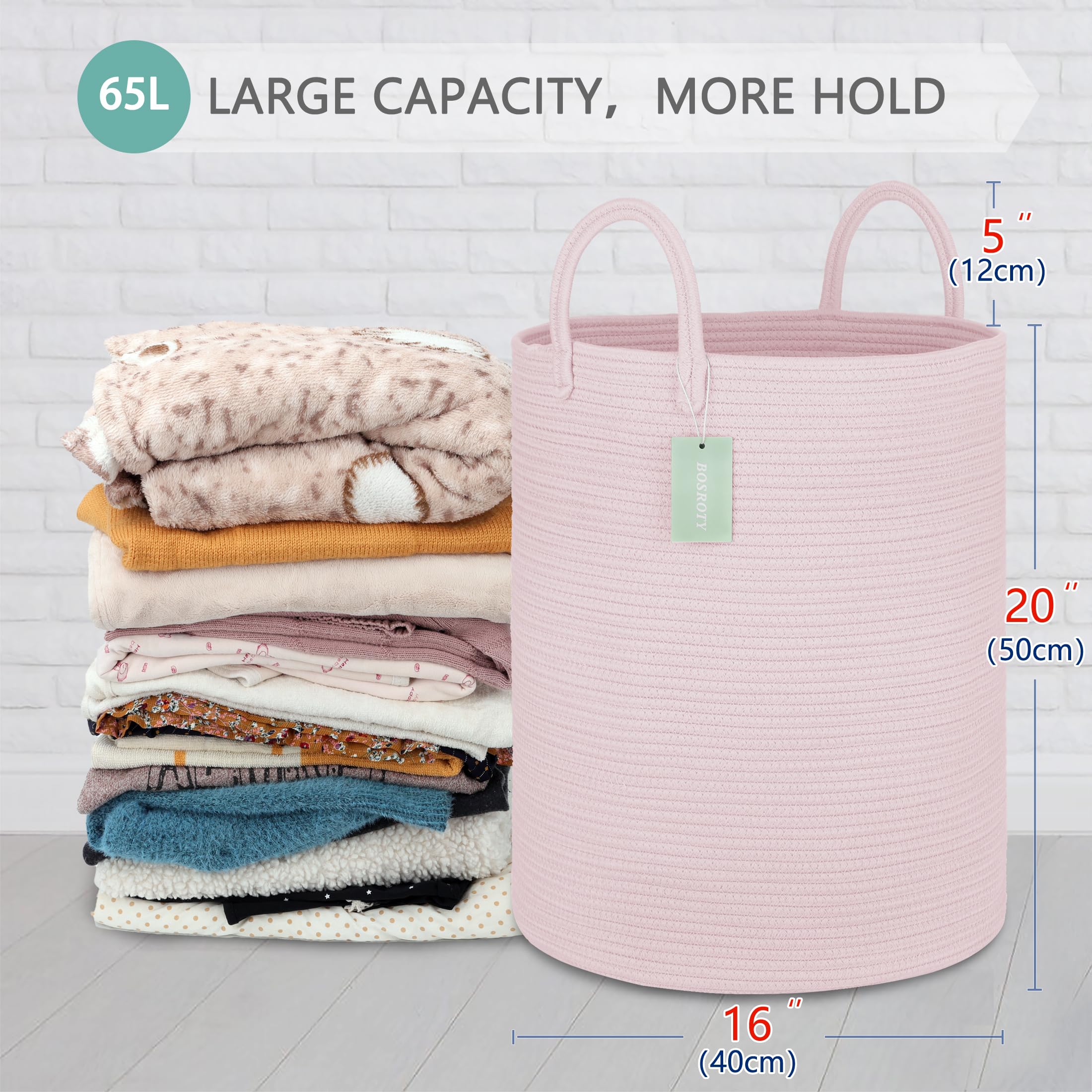 BOSROTY 65L laundry basket side view ideal for toy or clothing storage