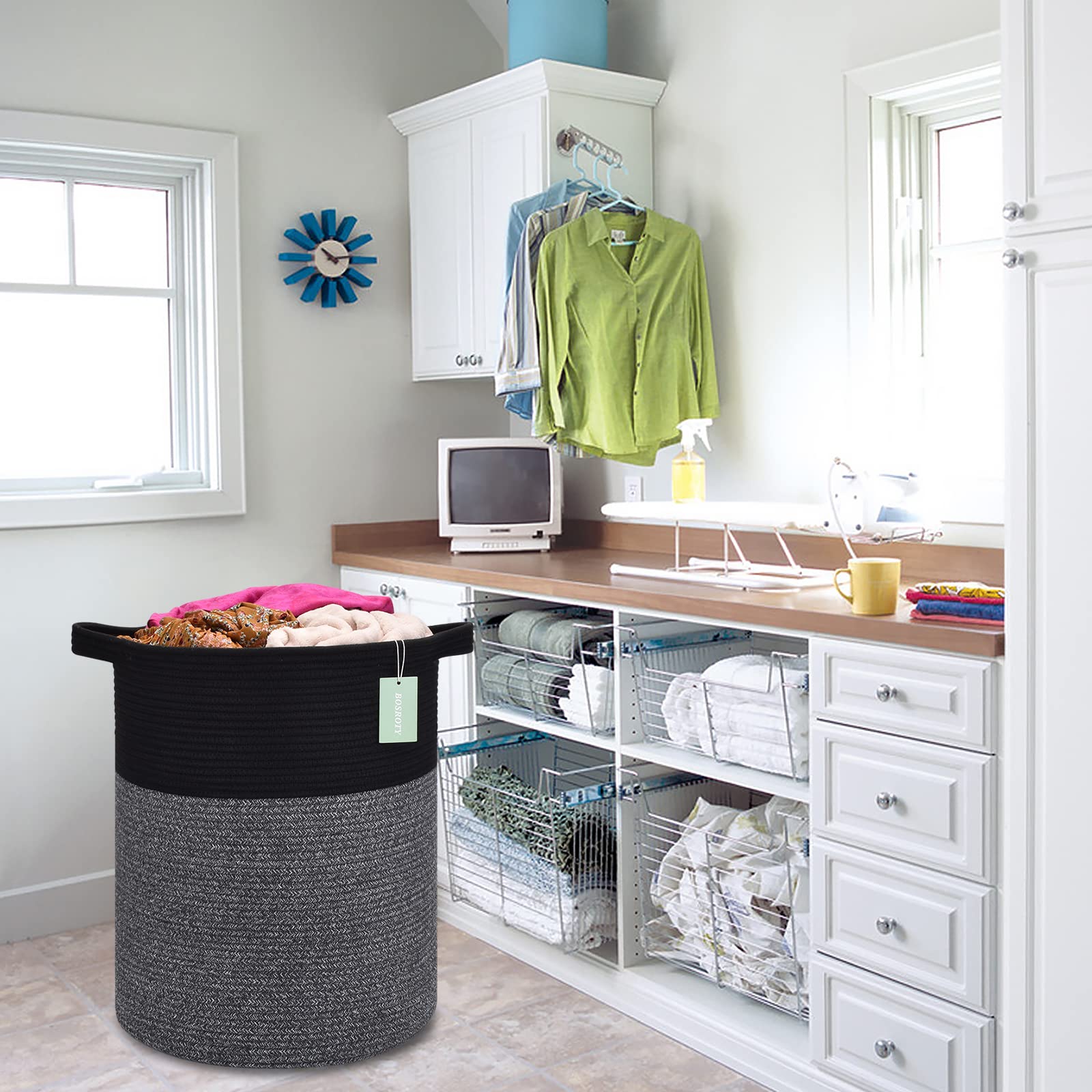 BOSROTY durable cotton rope basket stands up to daily family use
