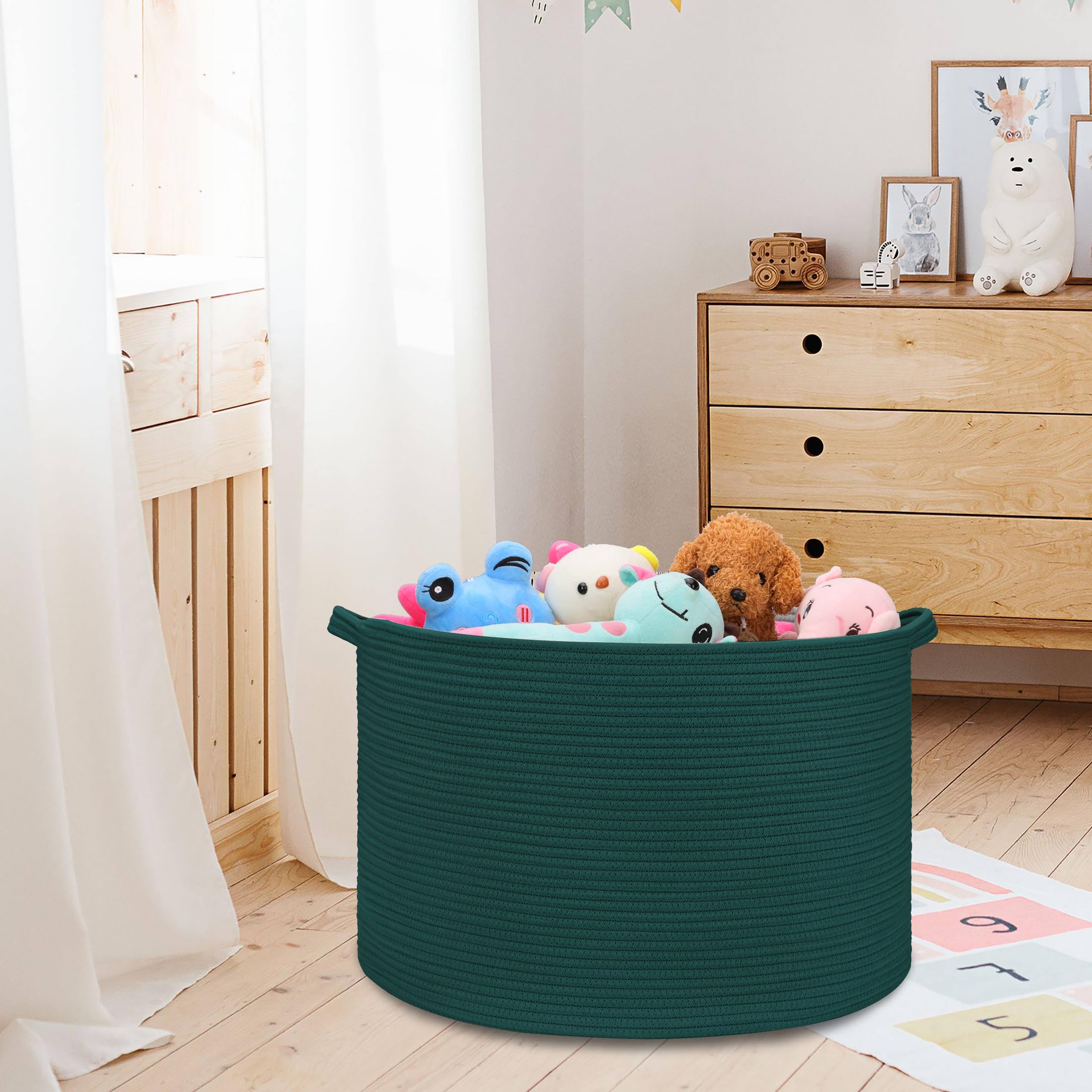 BOSROTY basket with pillows shows decorative yet practical room accent.