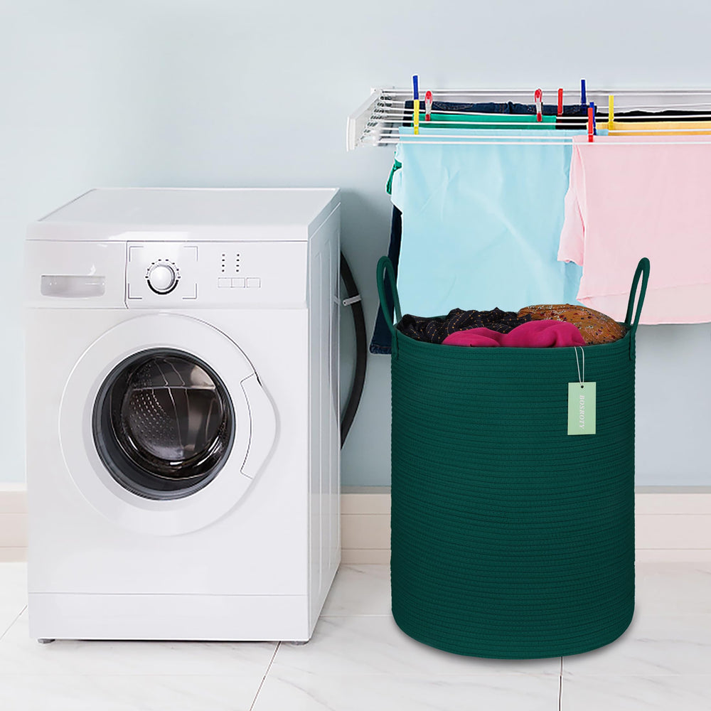 BOSROTY decorative green basket enhances room organization