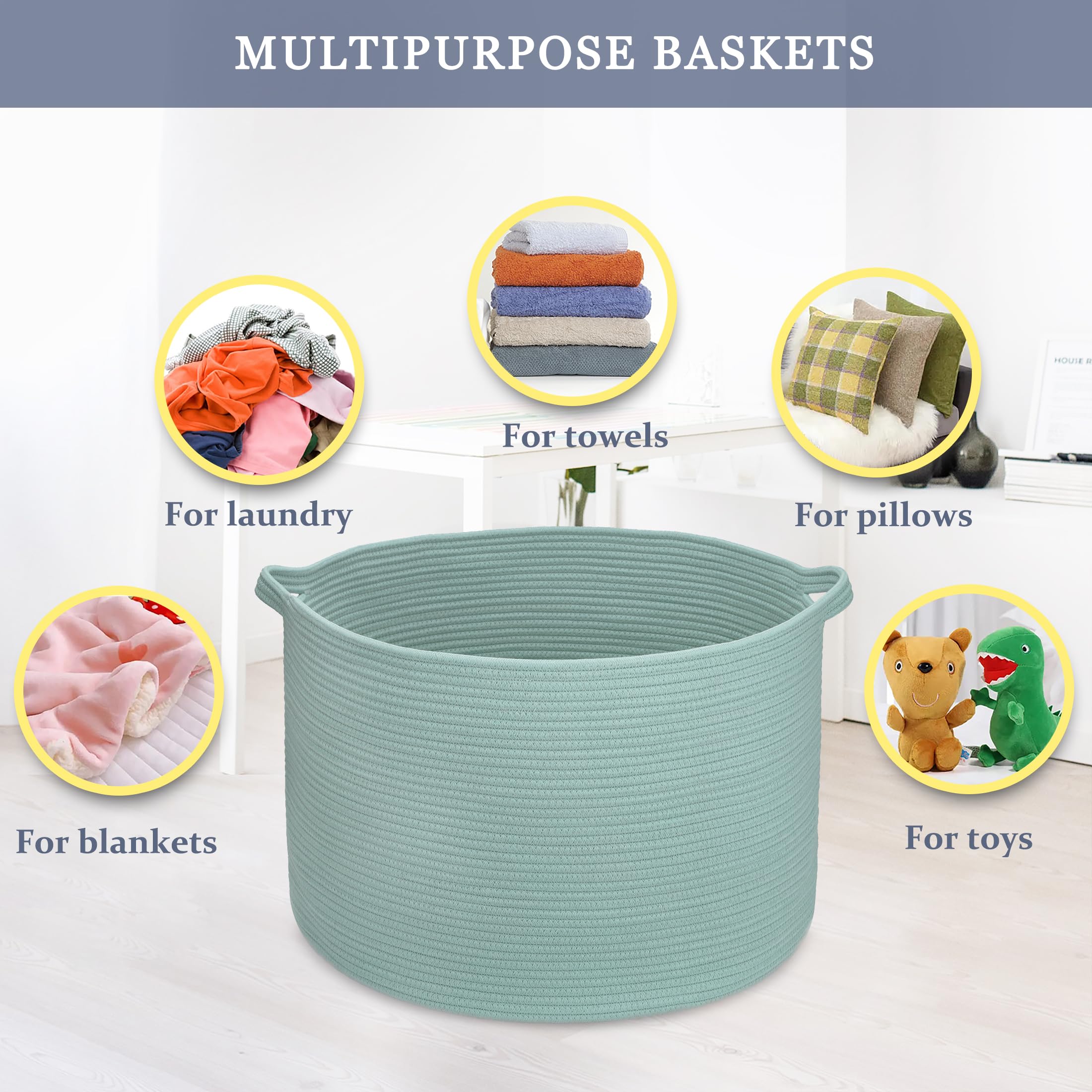 BOSROTY decorative storage basket in any room enhances decor while organizing.