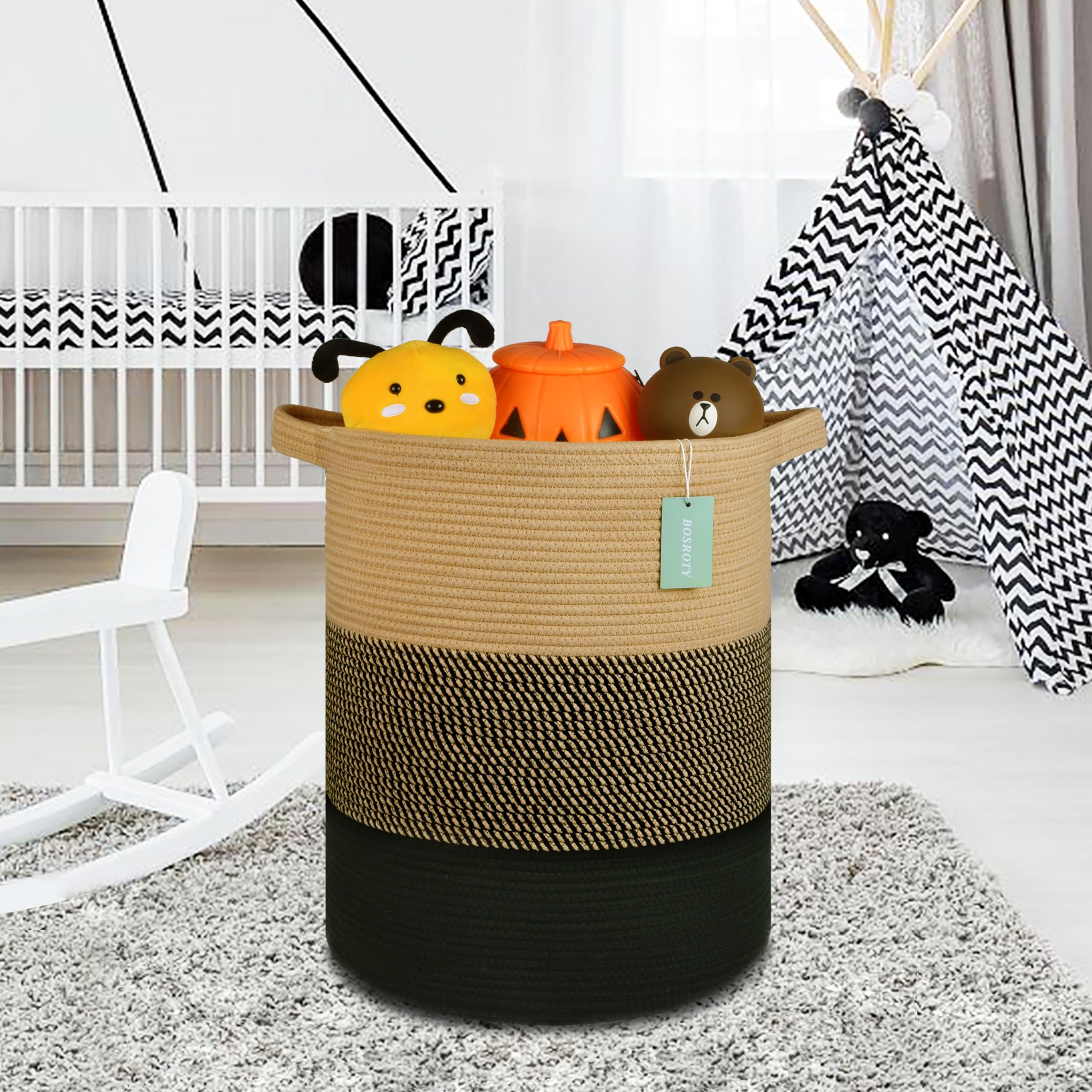 BOSROTY decorative storage basket brown-black palette enhances decor