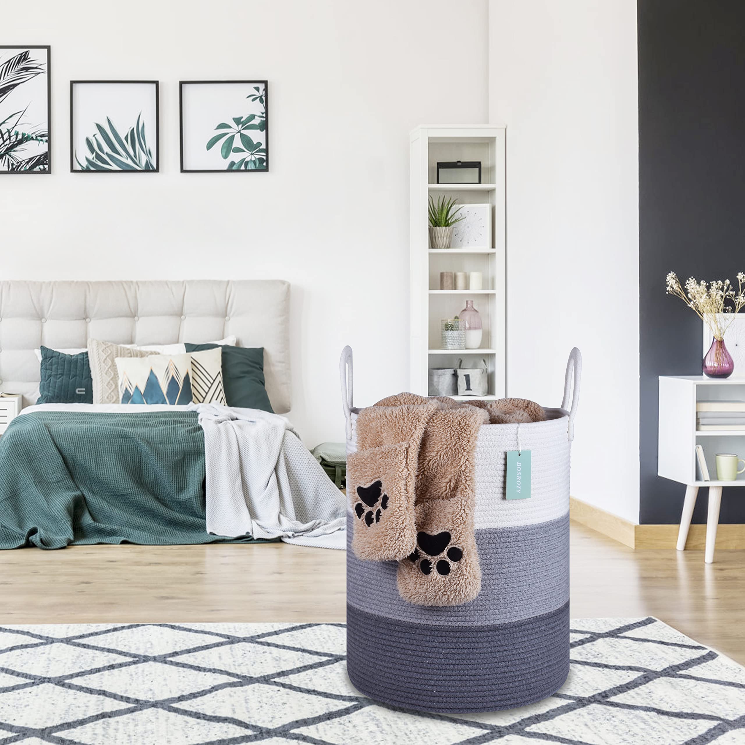 BOSROTY foldable-laundry-hamper offers easy storage when not in use.