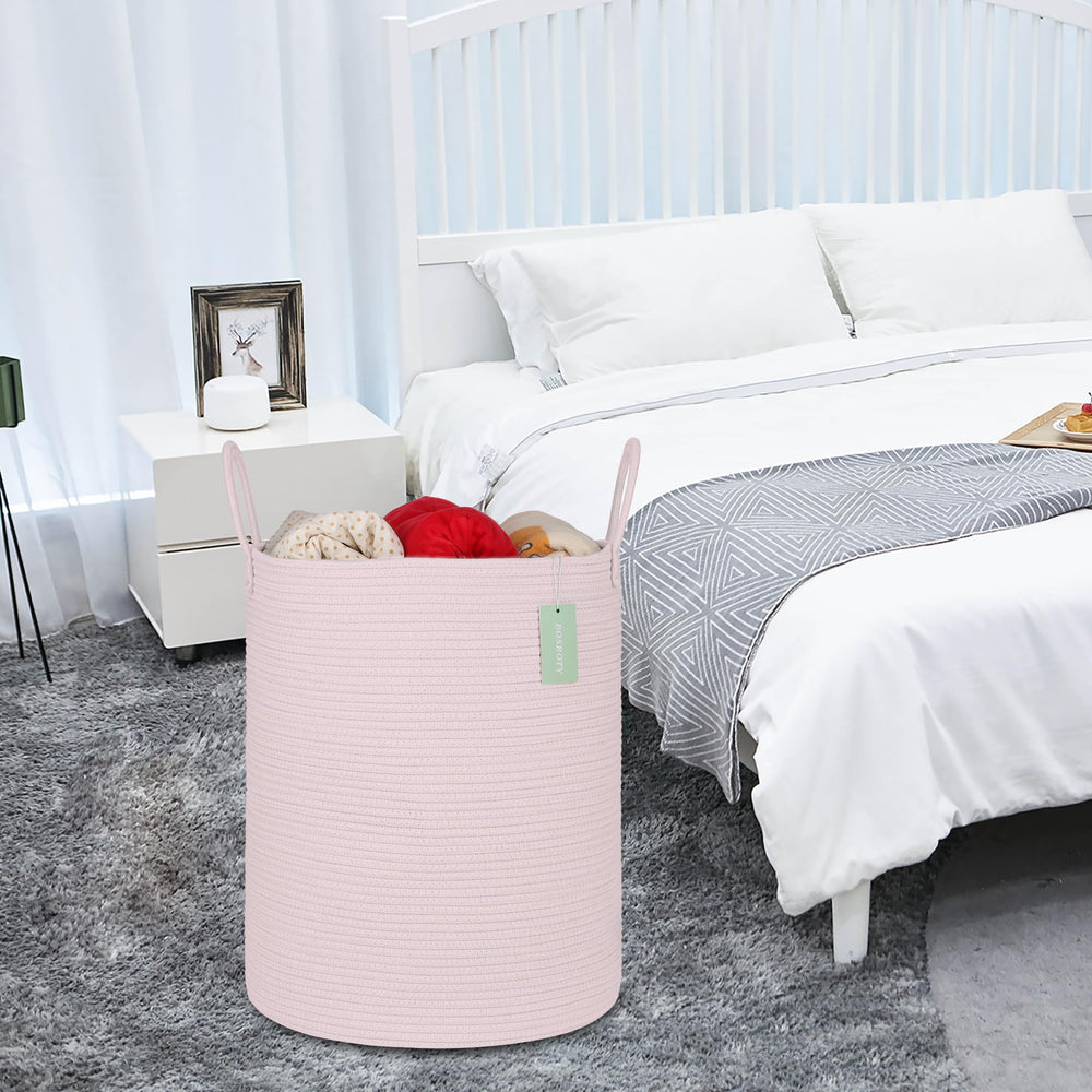 BOSROTY foldable storage basket demonstrates easy collapse when not in use