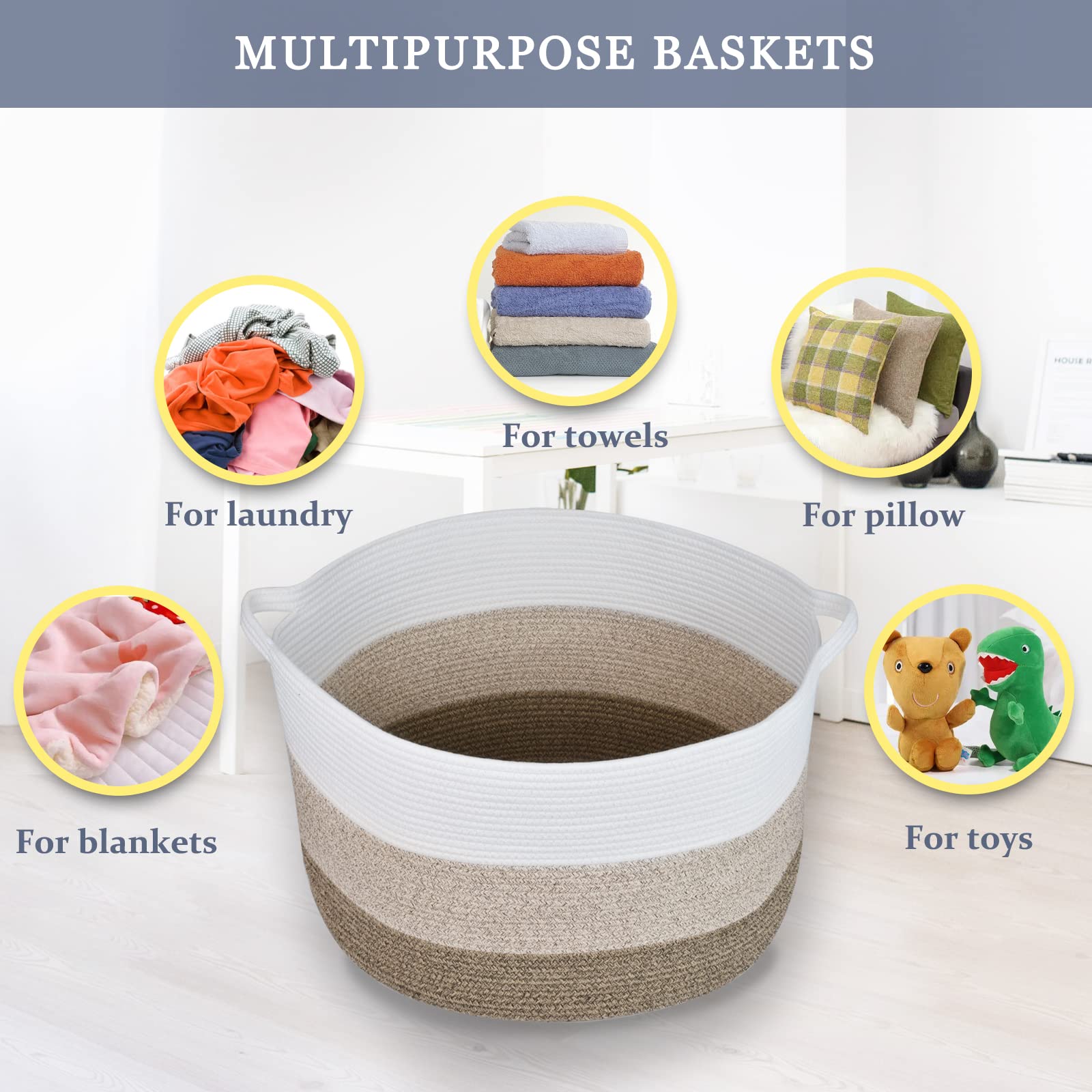 BOSROTY heavy-load-friendly basket with reinforced handles for easy transport