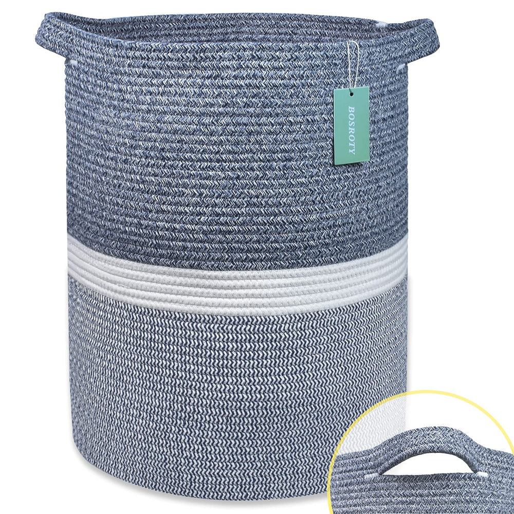 BOSROTY Large Blanket Basket with braided cotton rope texture for toy organization