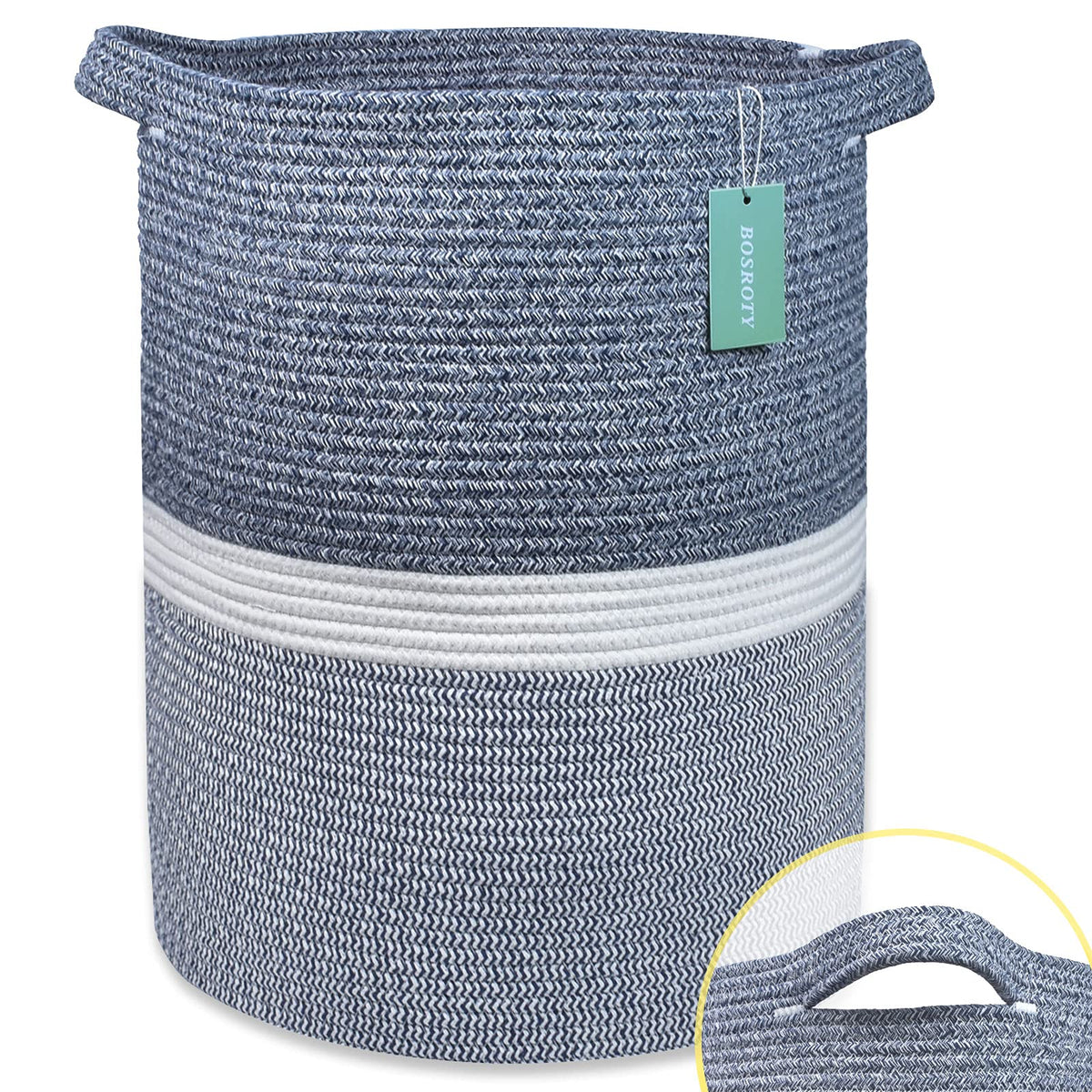 BOSROTY Large Blanket Basket with braided cotton rope texture for toy organization