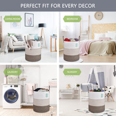Bosroty large blanket basket interior demonstrates generous 65L capacity for toys and towels.