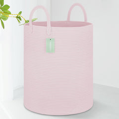 BOSROTY large cotton rope laundry basket front view with 65L capacity for easy sorting