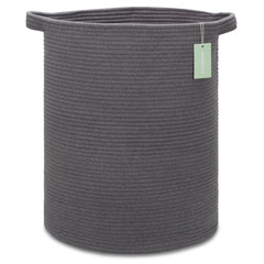 BOSROTY large cotton rope laundry hamper 72L viewed front for towels and clothes