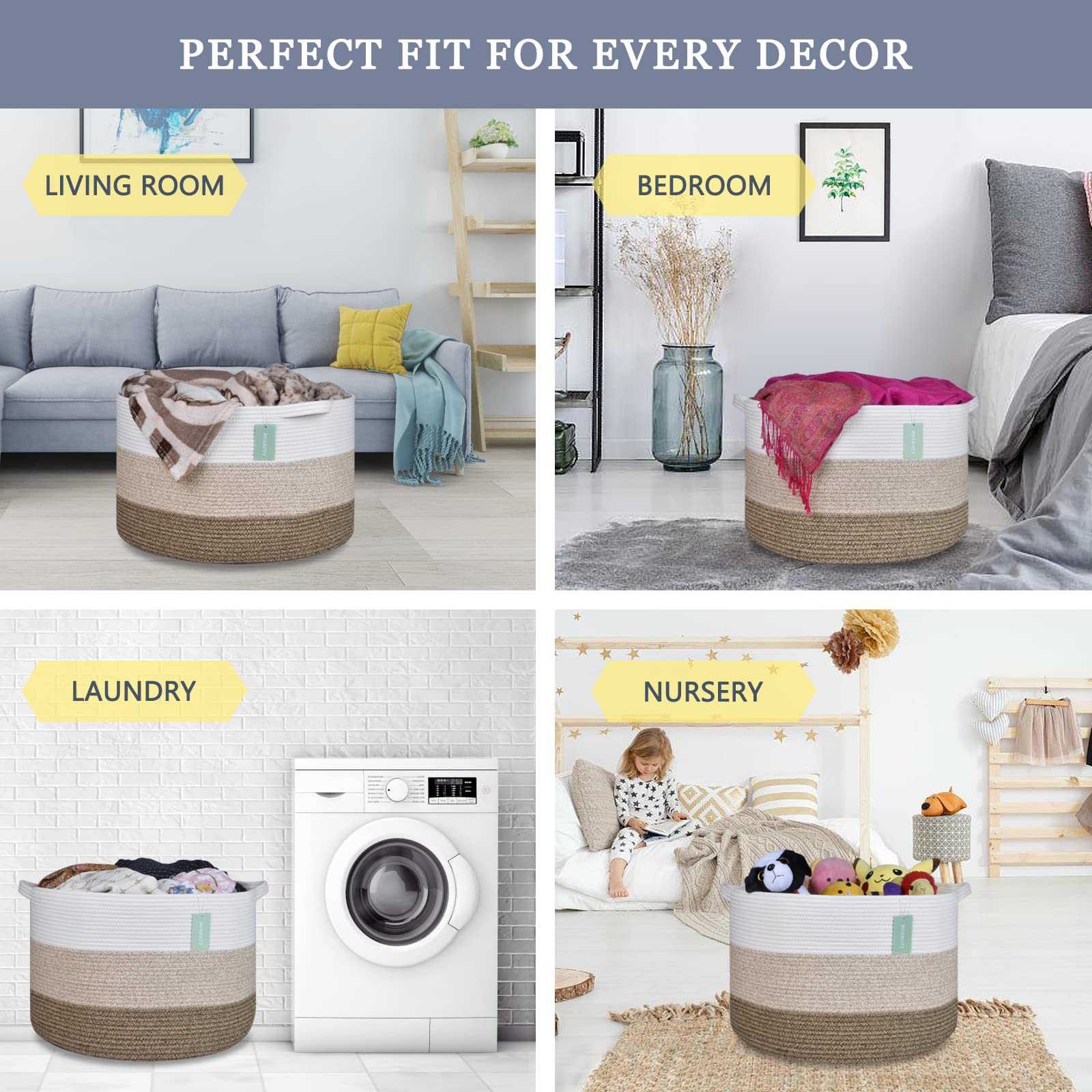 BOSROTY large laundry basket keeps nursery essentials organized and within reach