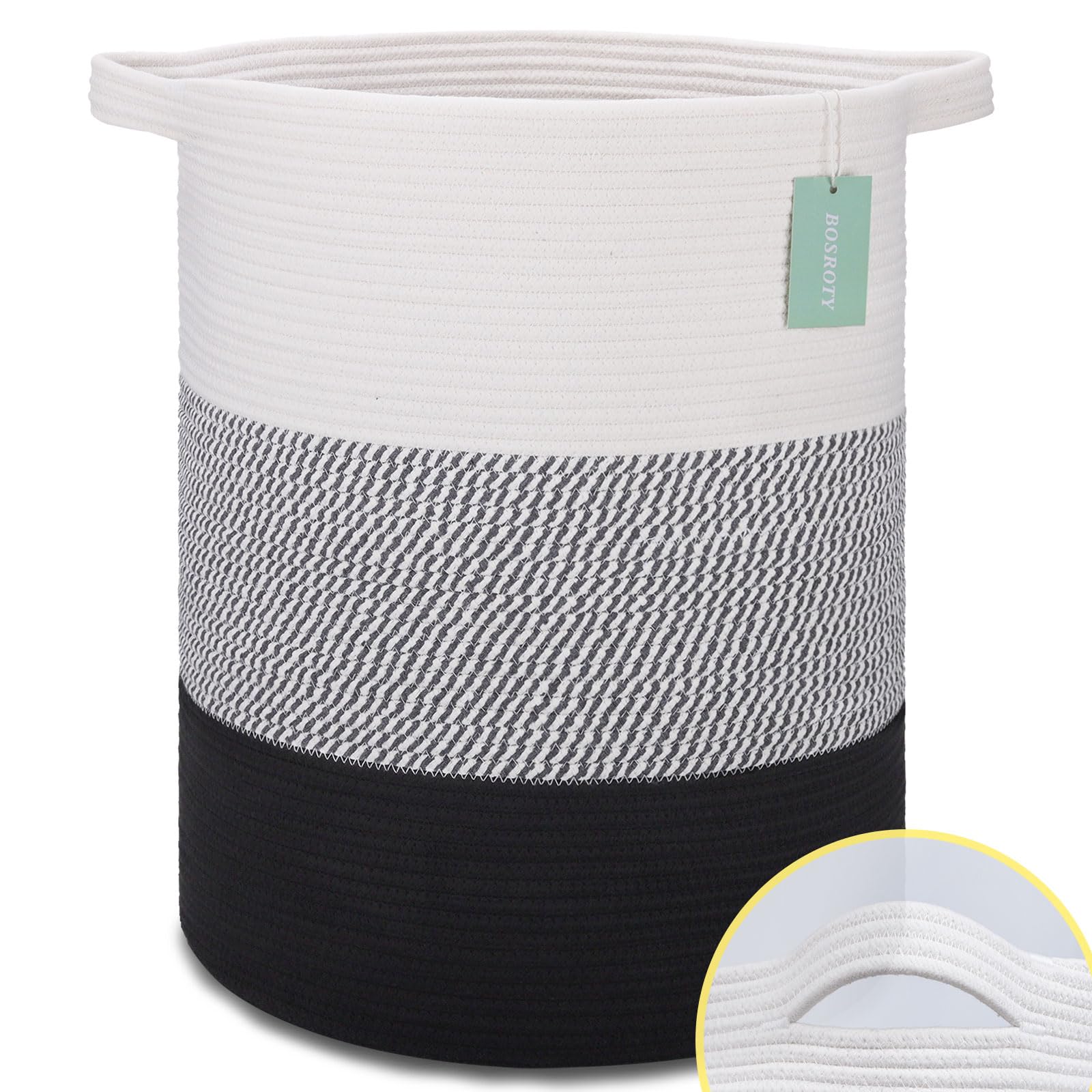 BOSROTY large laundry hamper 16x22 holds toys and towels for a tidy living room.