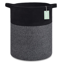 BOSROTY large laundry hamper showing durable cotton rope weave and sturdy handles for toys