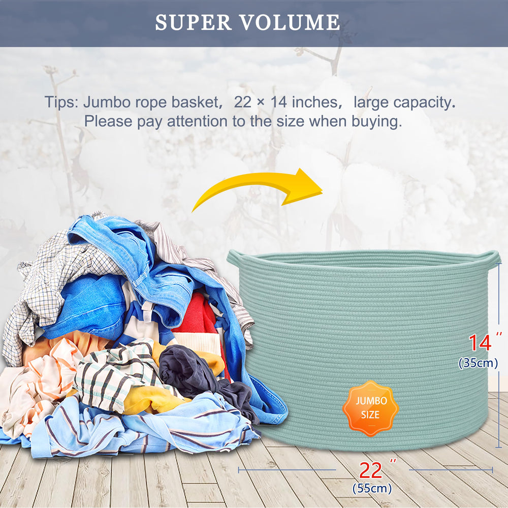 BOSROTY laundry basket cotton rope material highlights sturdy everyday use.