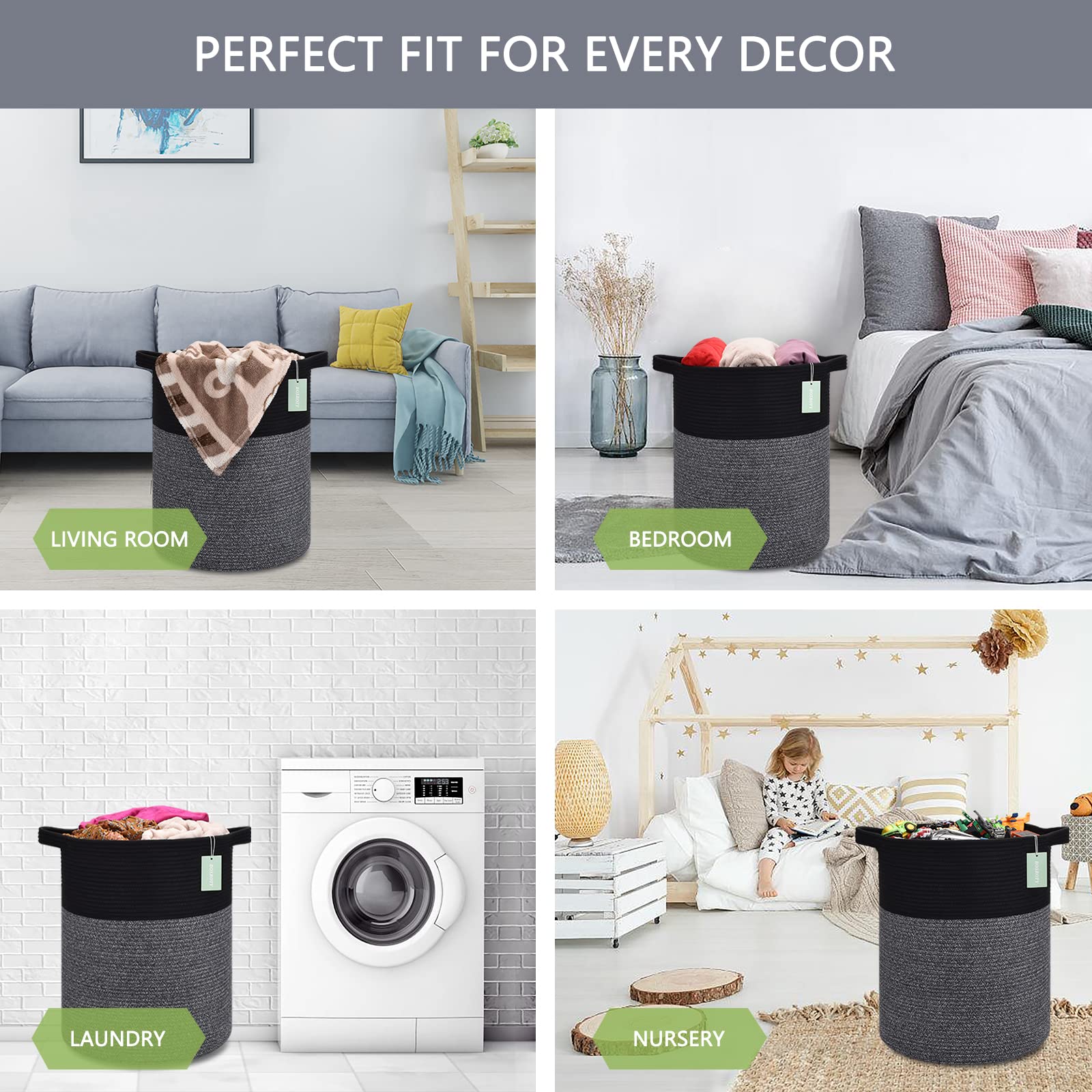 BOSROTY tall laundry hamper design fits living room for clutter control