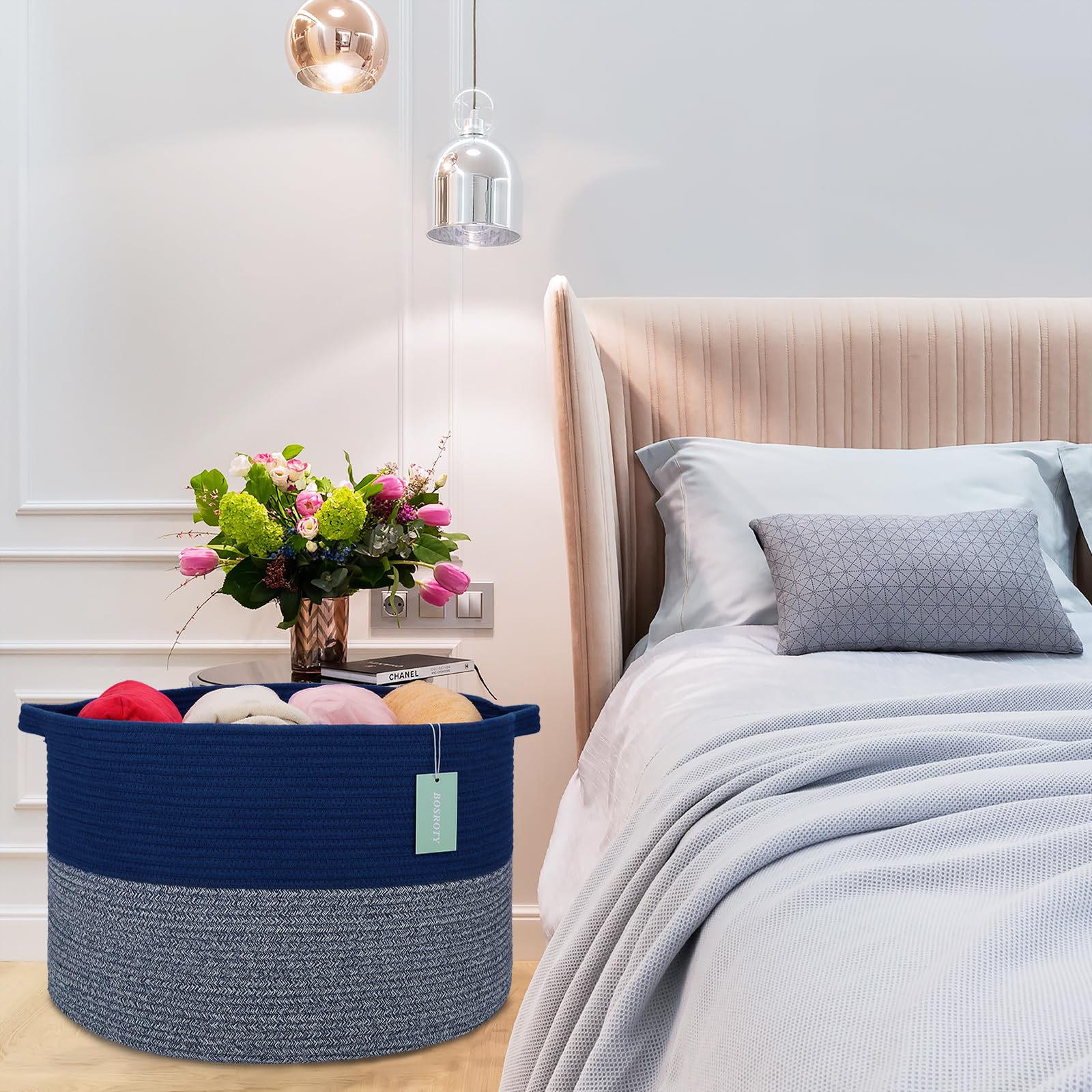 BOSROTY navy blue decor storage adds texture to rooms.