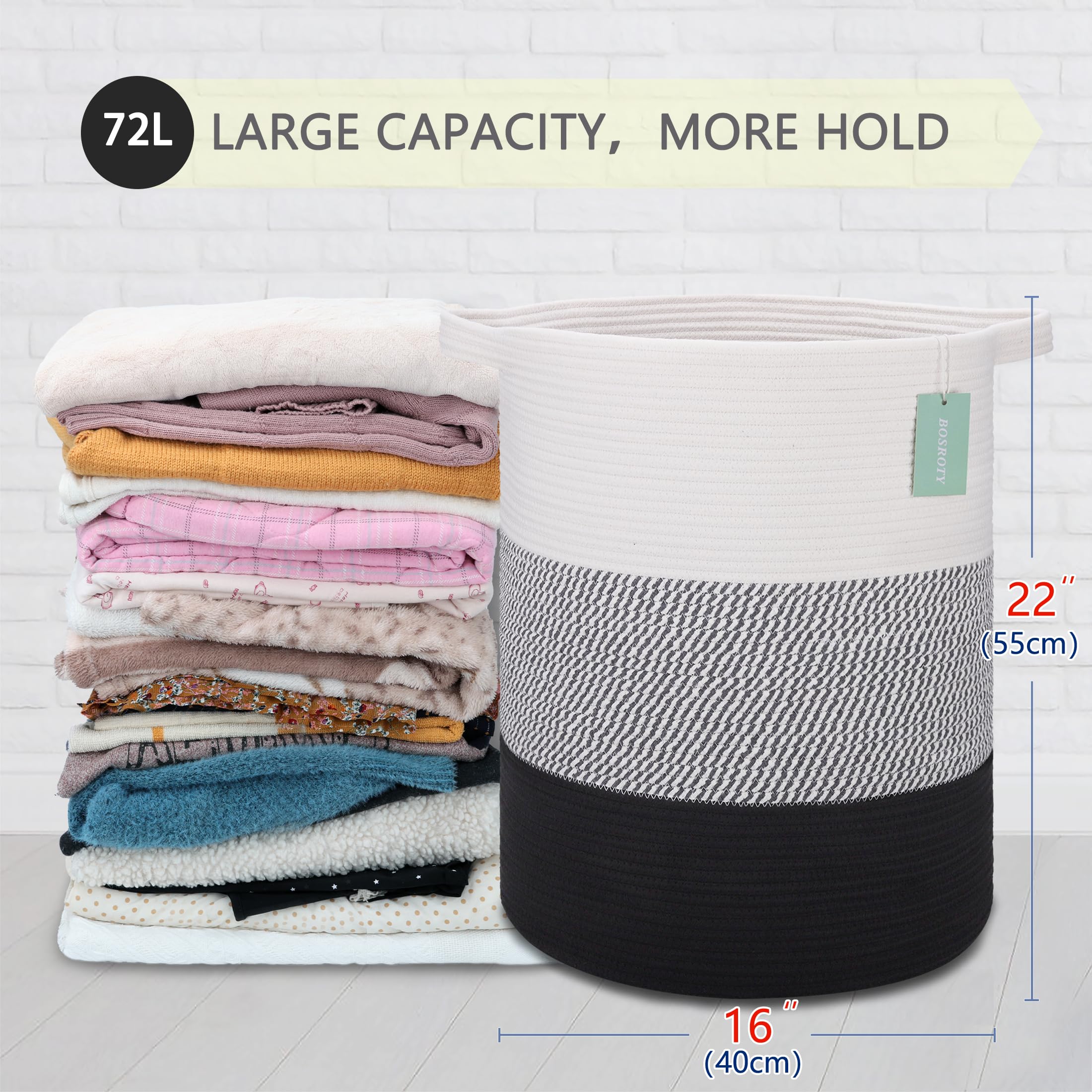 BOSROTY nursery laundry bin helps with baby clothes while keeping a soft edge.