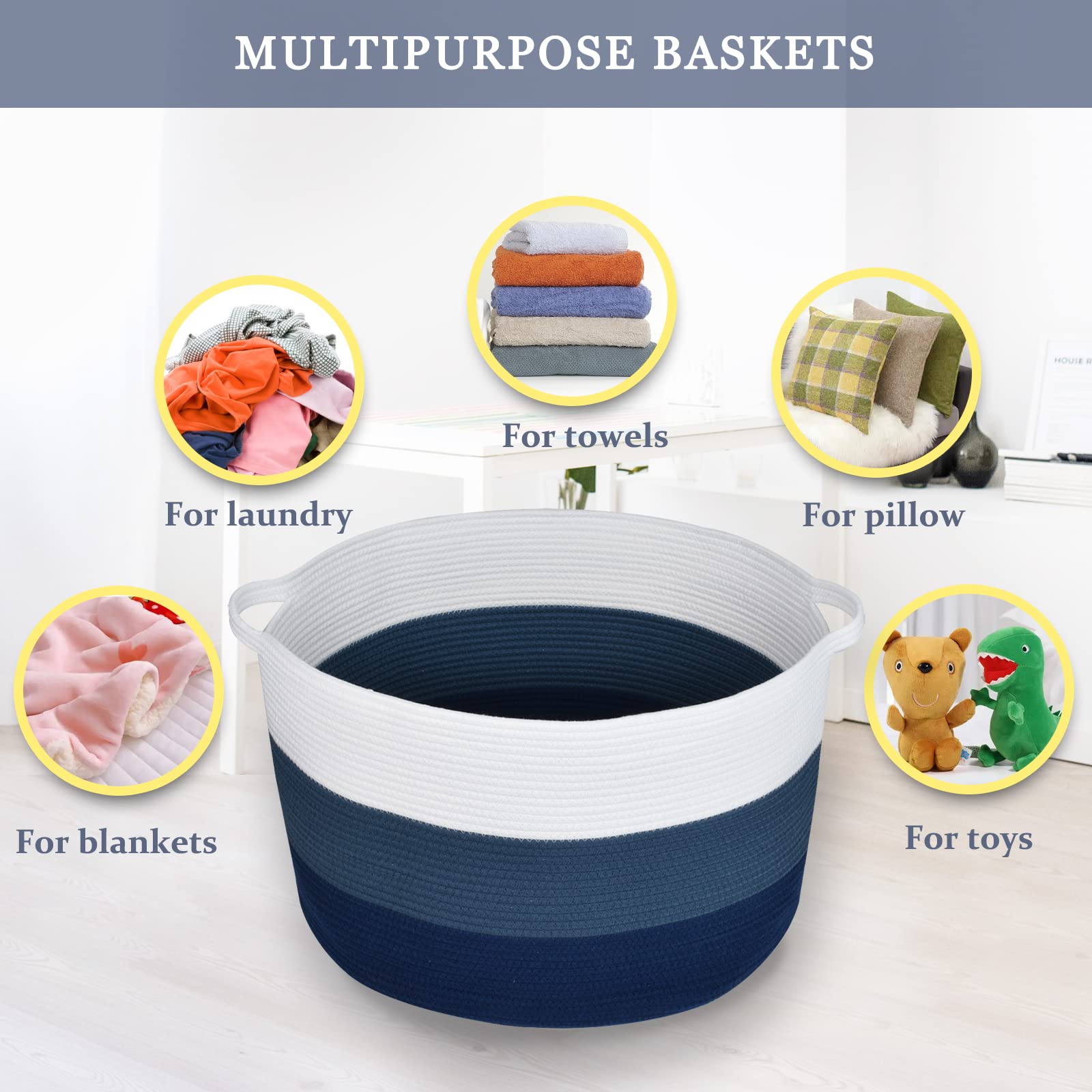 Bosroty basket with reinforced handles and double stitching for heavy loads.
