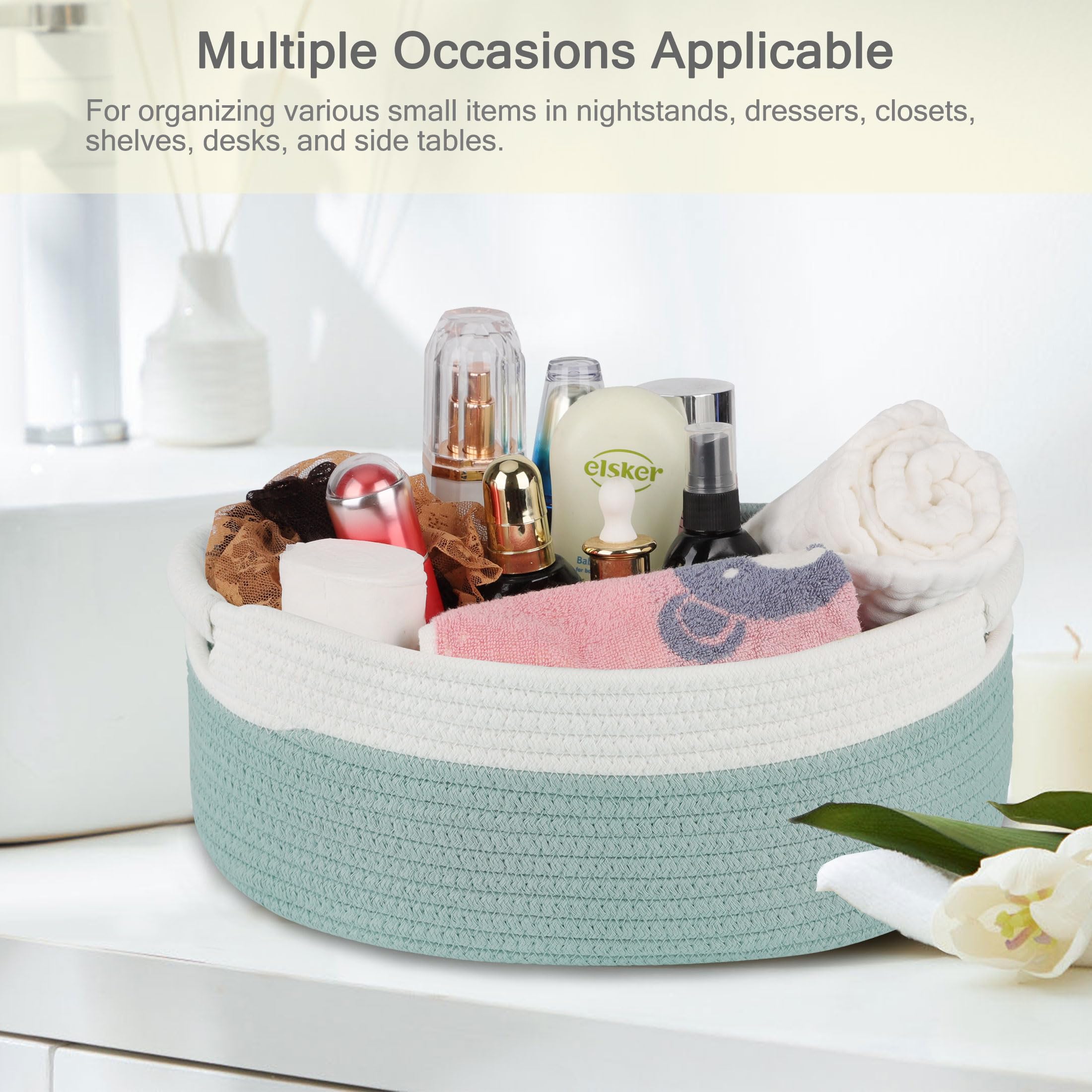 Bosroty basket shows compact storage dimensions 13x9x5.5 inches