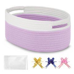 BOSROTY small-woven-basket with gift bags and ribbons, ideal for ready-to-gift presentation.