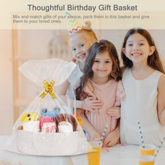 BOSROTY basket and ribbons add colorful finishing touch for celebrations.