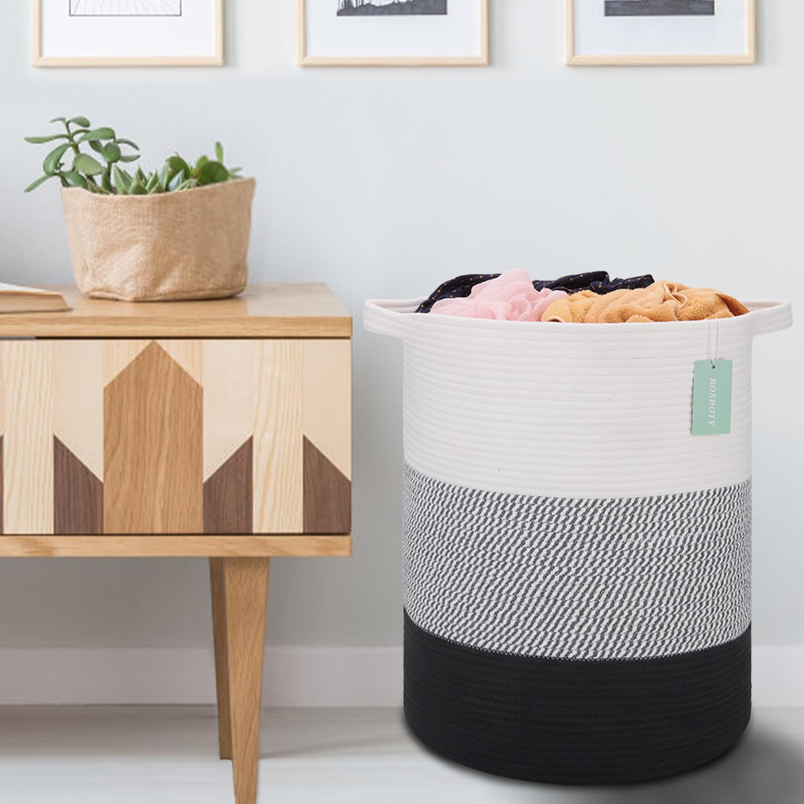 BOSROTY soft-handled storage basket is easy to move around the home.