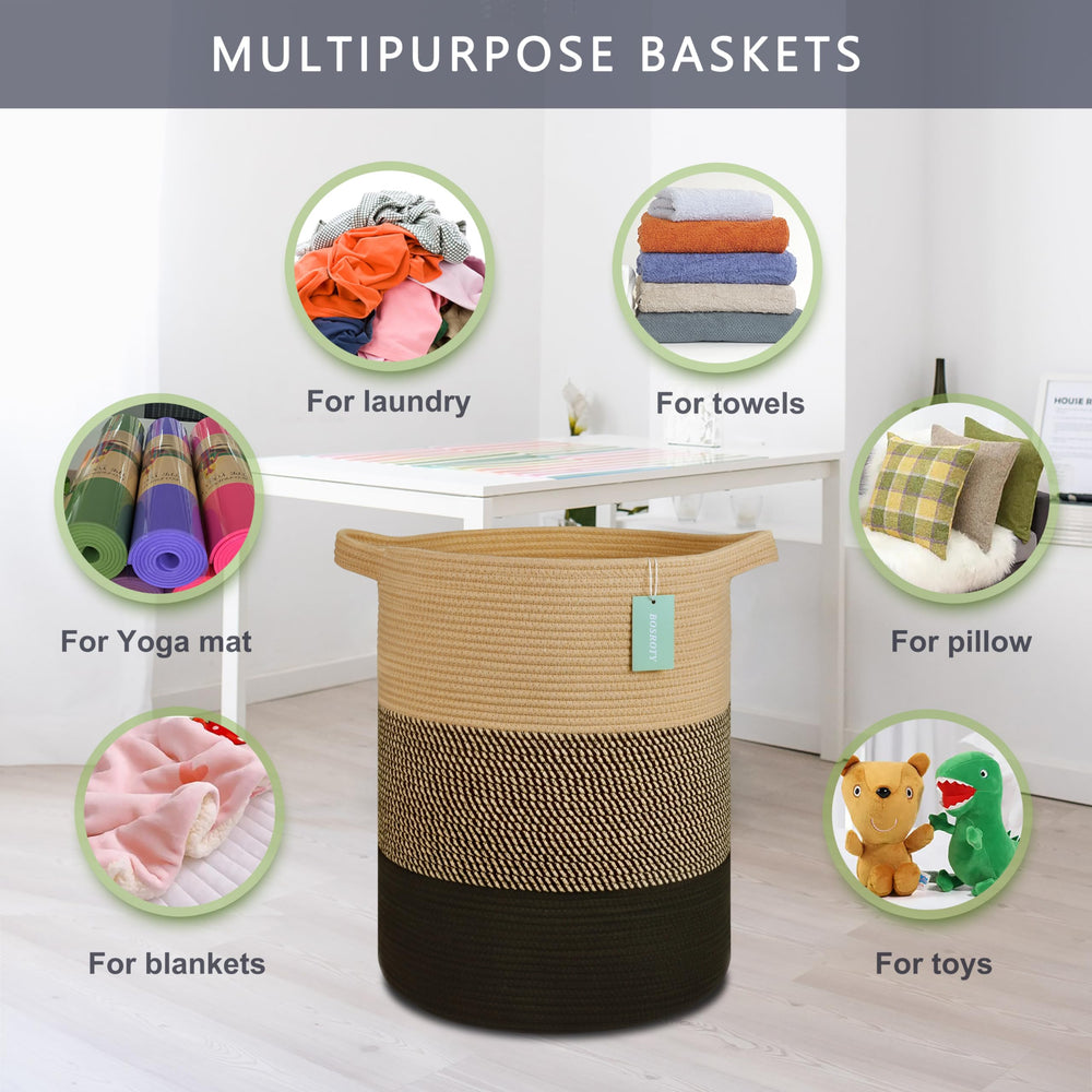 BOSROTY storage basket toy bin keeps playroom tidy and inviting