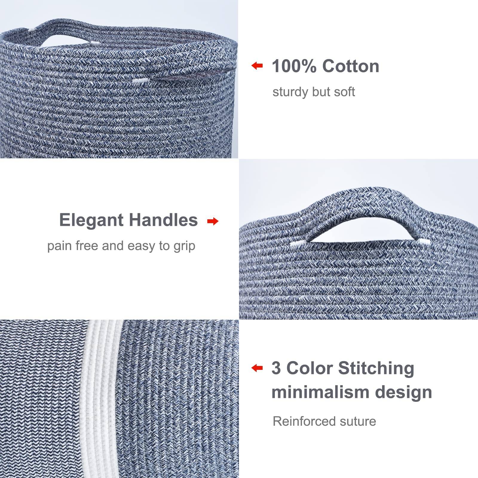 BOSROTY basket features reinforced double stitched handles for heavy loads
