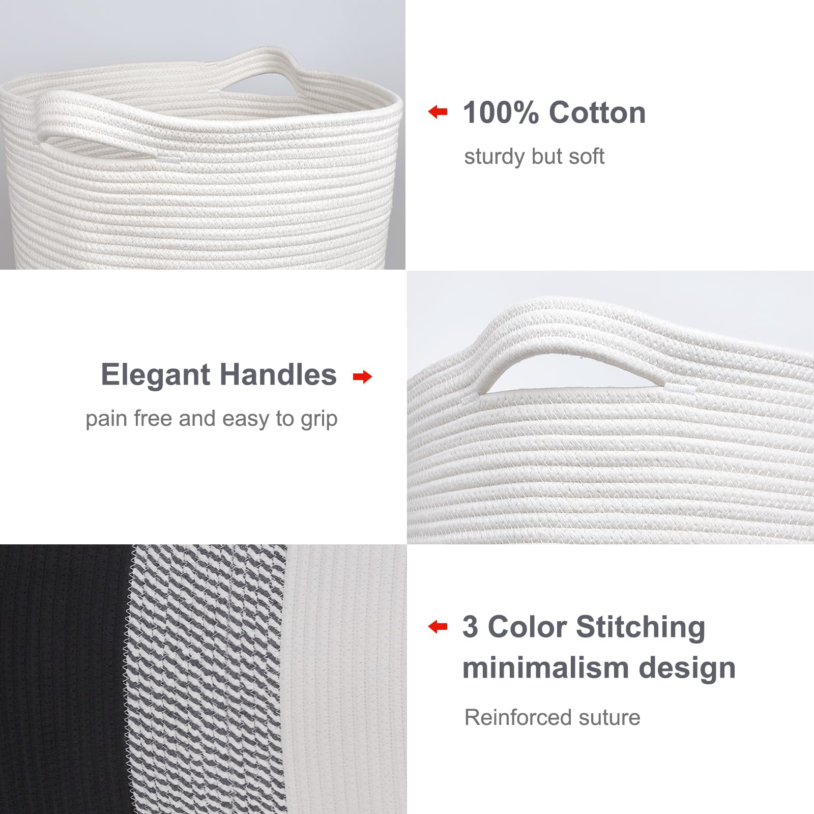 BOSROTY tall laundry basket 72L keeps bedrooms clutter-free and easy to carry.